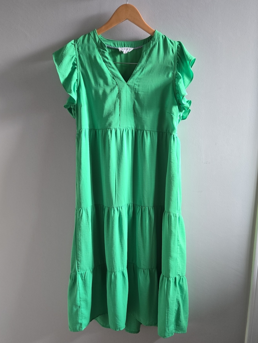THML Green Ruffle Sleeve Midi Dress Size Medium